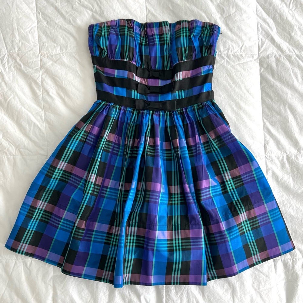 Vintage 2000s Betsey Johnson Evening Plaid Party Dress